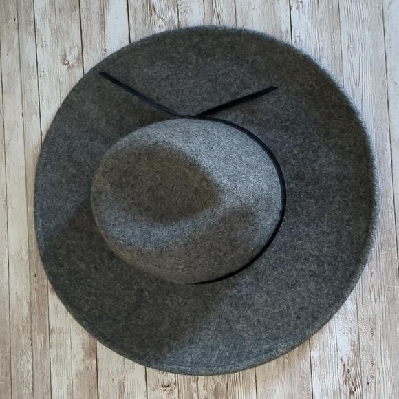 Free People Wool Wide Brim Fedora Hat Black Trim OS - Picture 8 of 14